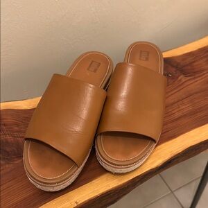 Brown Leather Slide Sandals
